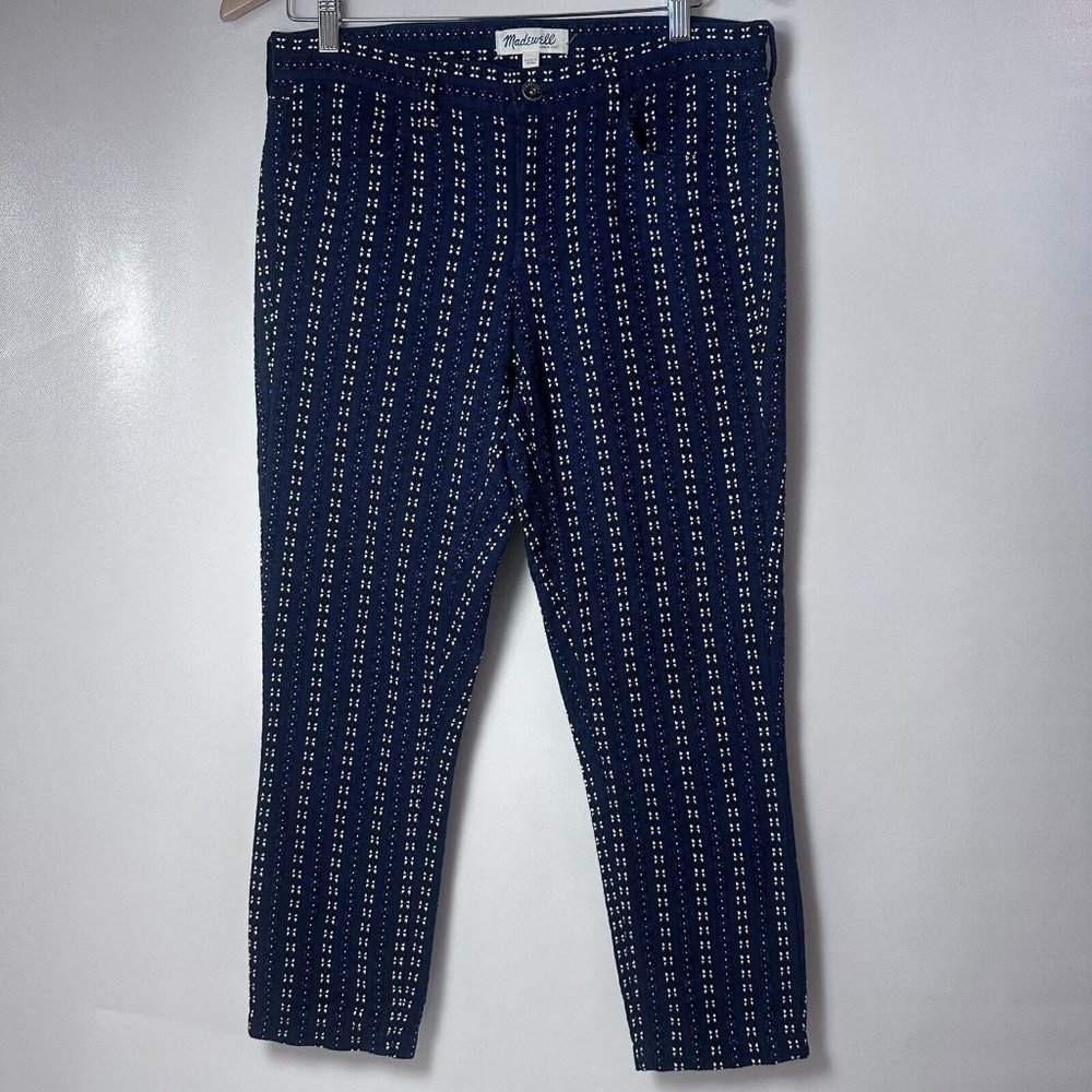 Madewell Pants Womens 6 Blue Skinny Stitchdot Cropped Ankle Trouser Casual